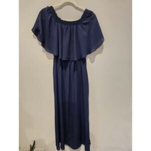 Show Me Your Mumu Women's Hacienda Maxi Dress Blue Off Shoulder M